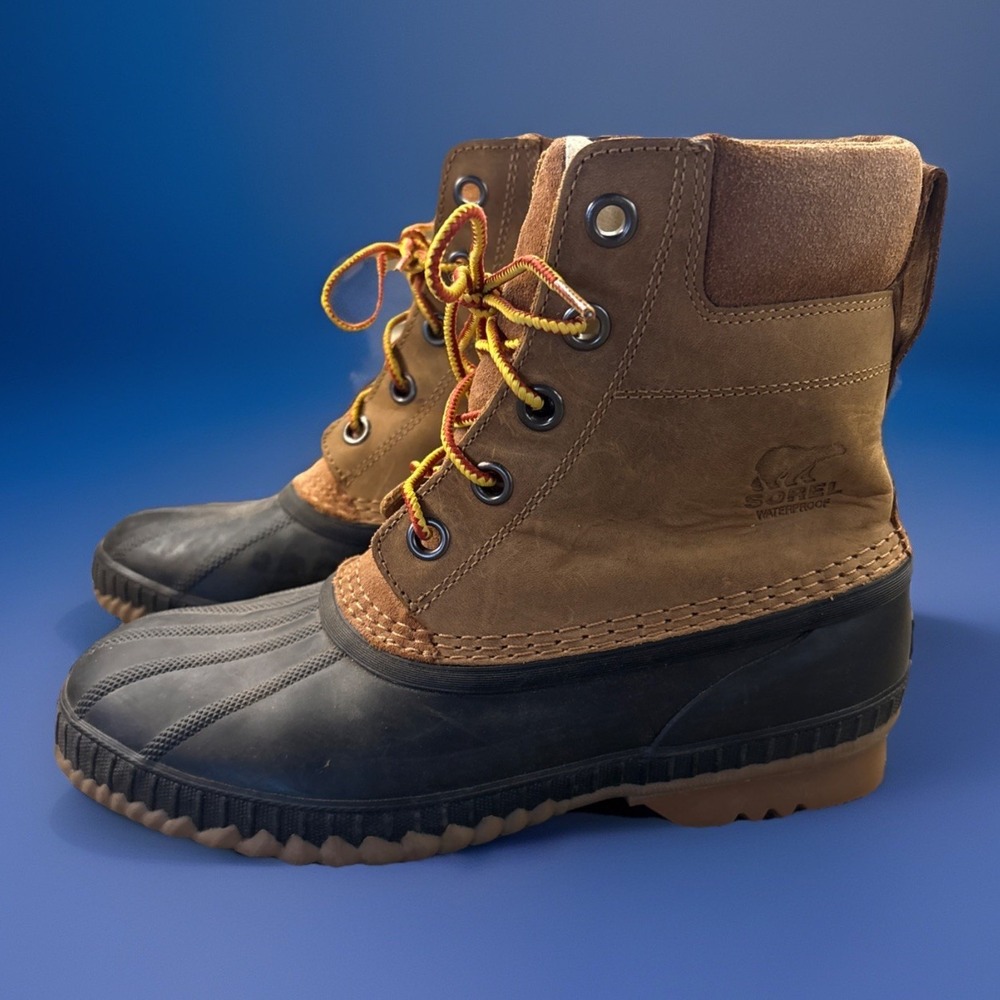 Sorel Men's Cheyanne II Lace Duck Winter Boots Sz 7 Waterproof Leather Brown‎